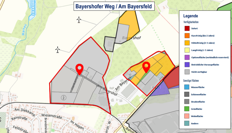 Kartenausschnitt aus Gefis mit den freien Flächen Bayershofer Weg / Am Bayersfeld in Bomlitz
