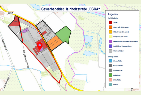 Freie Flächen im Energie- und Gewerbepark EGRA © Metropolregion Hamburg/GEFIS (Eigene Darstellung WFG Deltaland aus GEFIS)